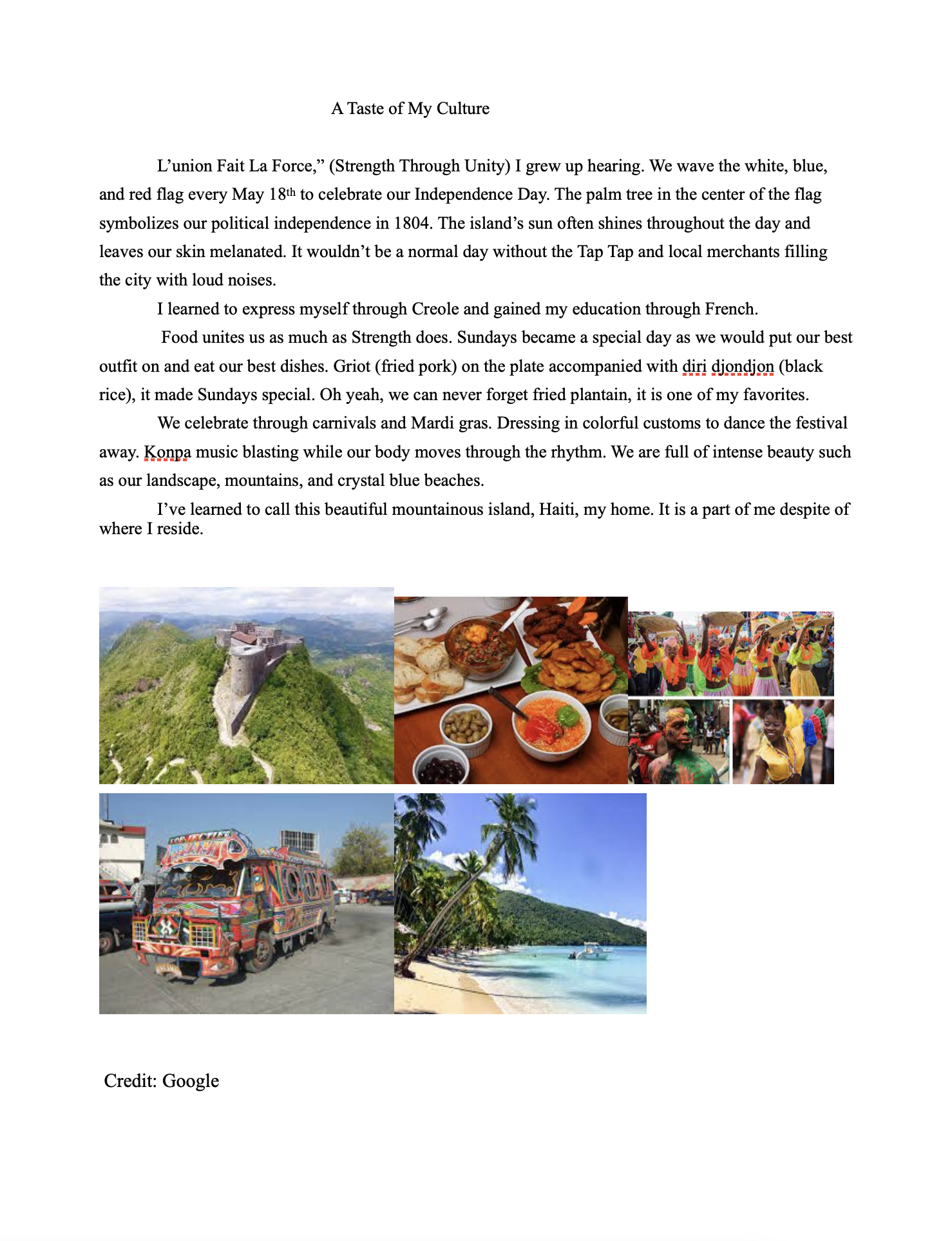 A Taste of My Culture
Carrie Mae Weems’ work often explores cultural identity. Write the story of your personal culture- where are you from and what are the cultures that make you you?