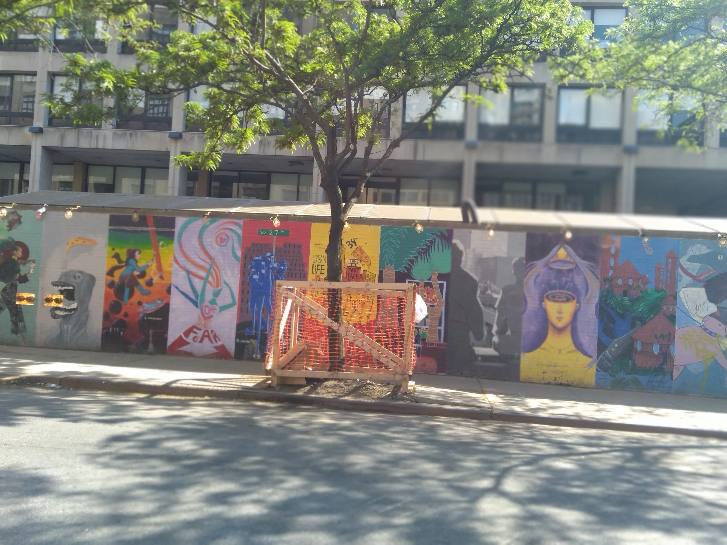 Explore your neighborhood and find a local work of art. This could be street art, a mural, architecture, or a performer you see on a walk. Create a visual abstraction (=something not realistic) inspired by the piece.