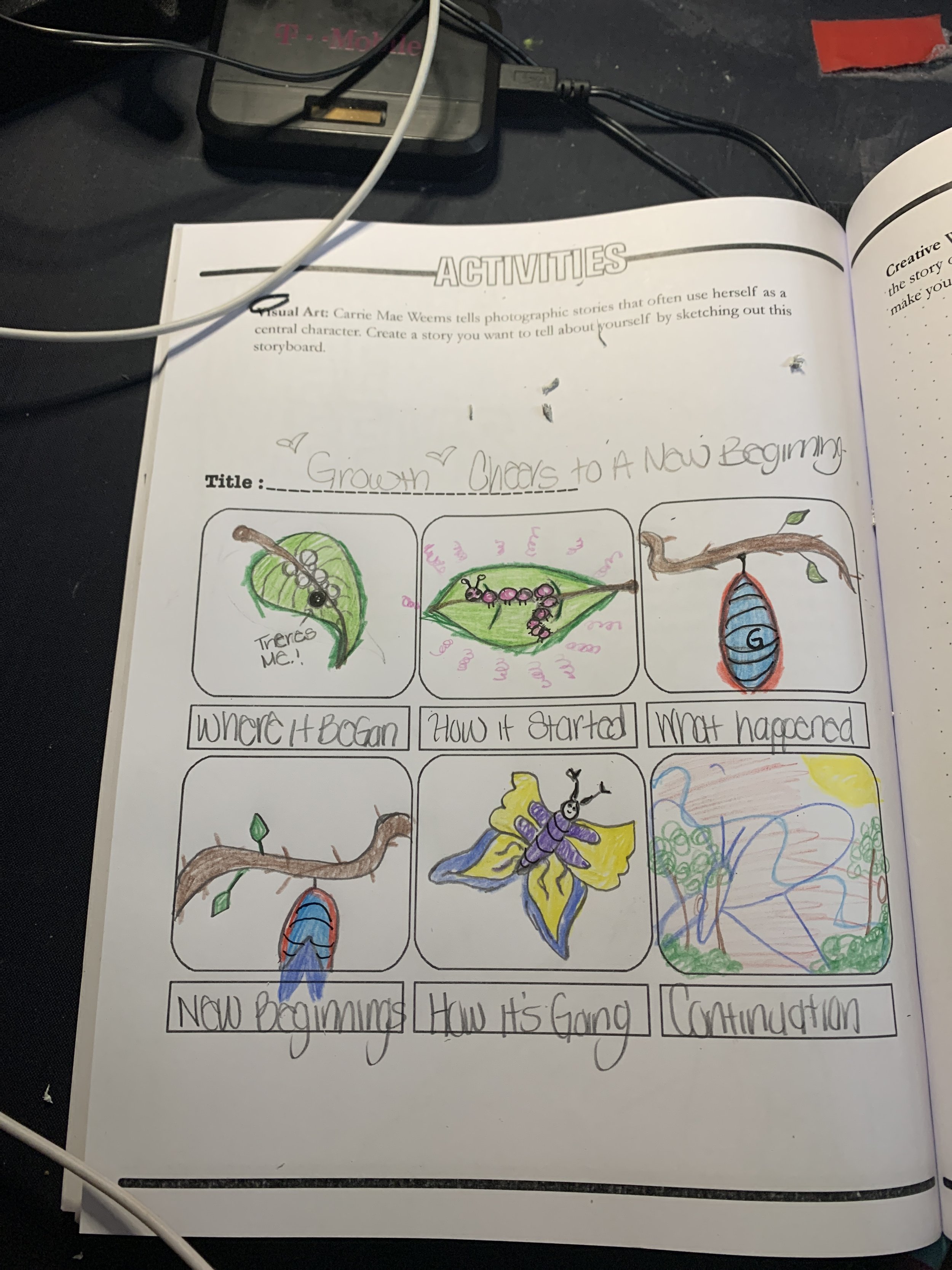 Growth Processing
Carrie Mae Weems tells photographic stories that often use herself as a central character. Create a story you want to tell about yourself by sketching out this storyboard.