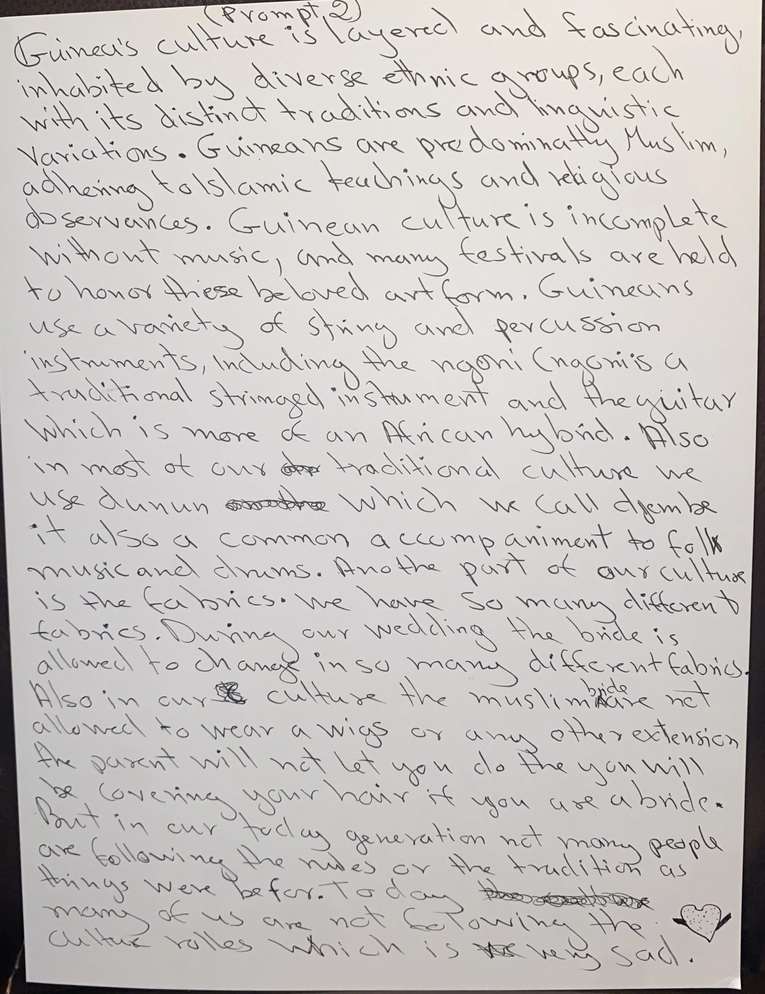 Carrie Mae Weems’ work often explores cultural identity. Write the story of your personal culture- where are you from and what are the cultures that make you you?