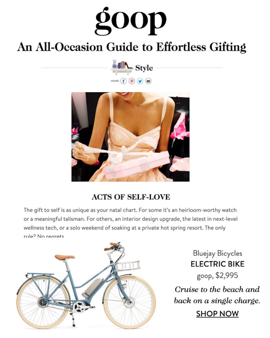 Countdown to Mother&rsquo;s Day and you cannot go wrong with @bluejaybikes cc @goop cc @noorarajbrown ☀️