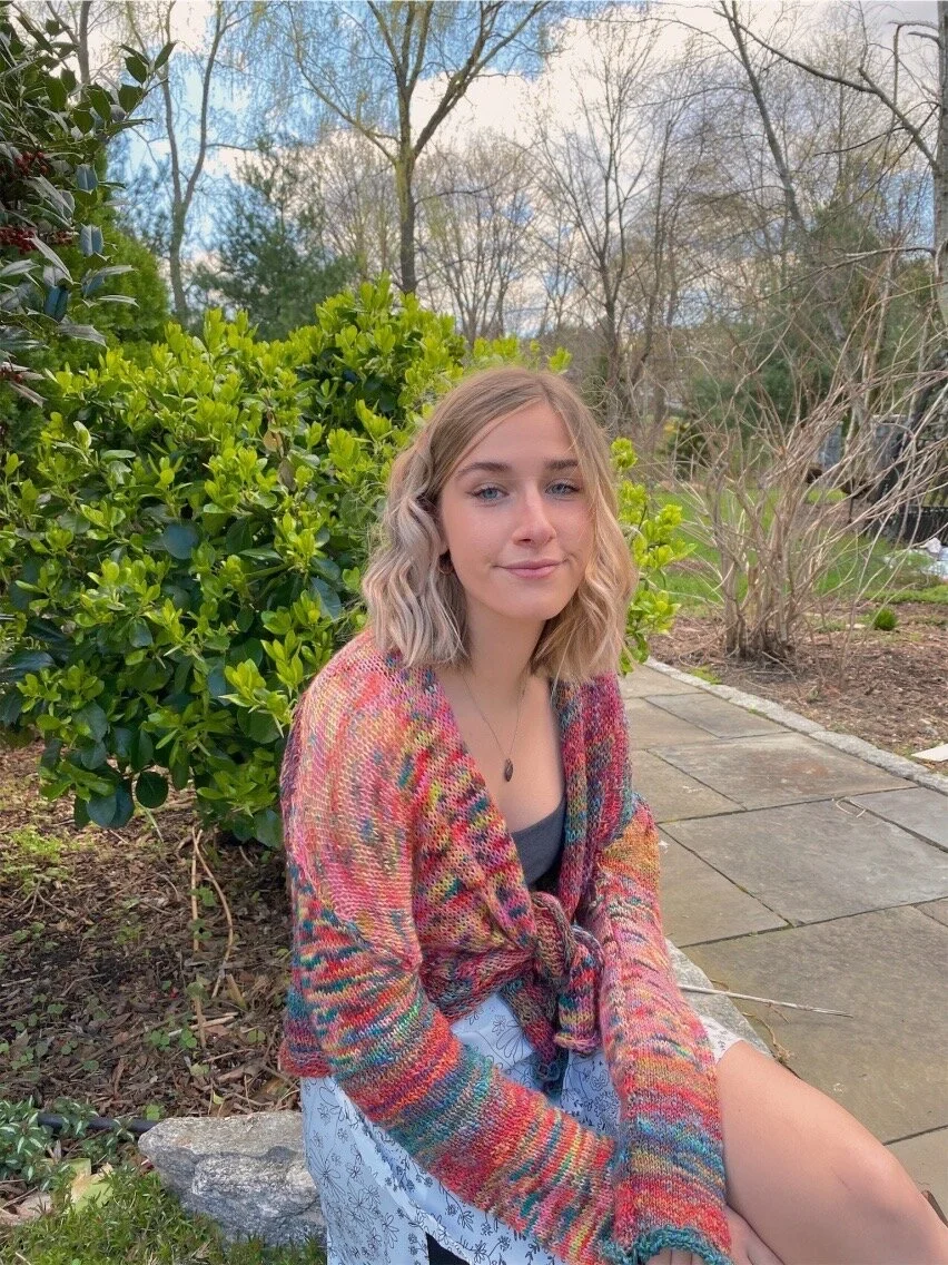 Hand Knit Cardigan using Space Dyed Yarn