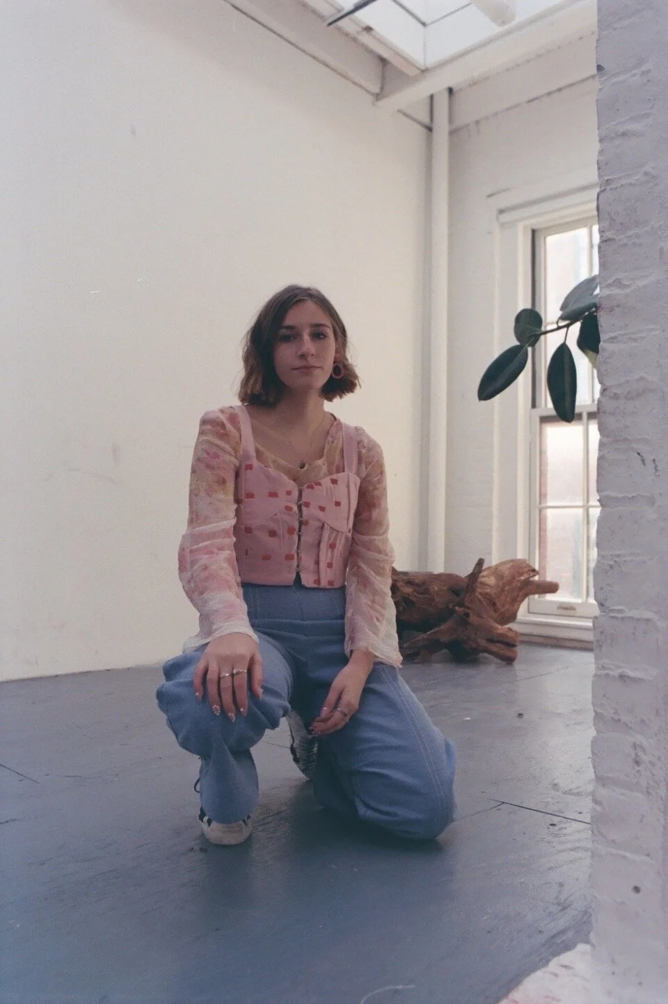 A/W 2019 Look- Hand Embroidered Corset with Bundle Dyed Silk Top
