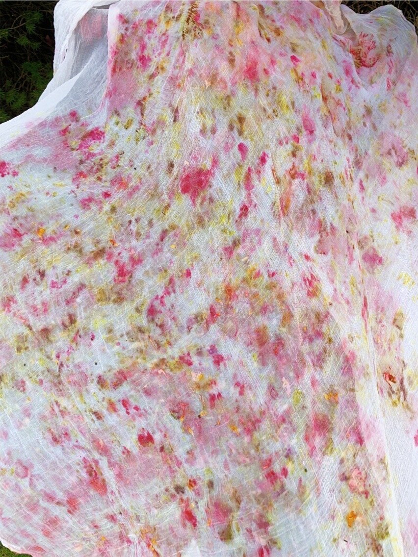Bundle Dyed Silk using Flowers 