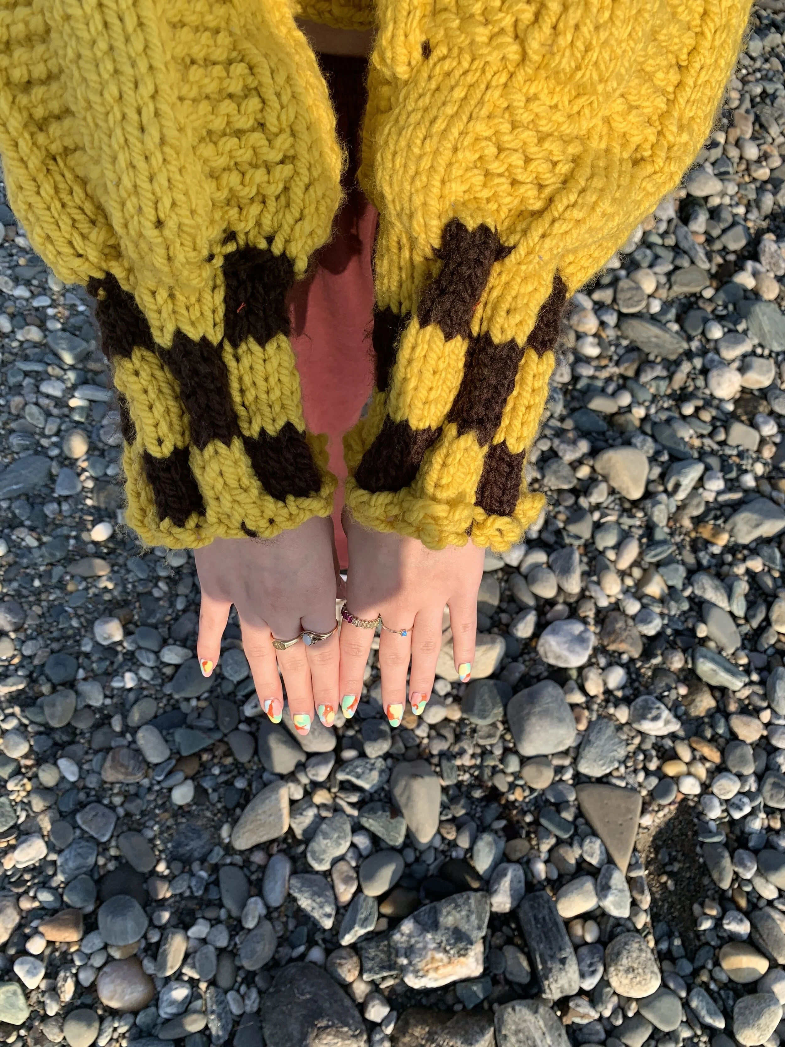 Sleeves of Hand Knit Sweater