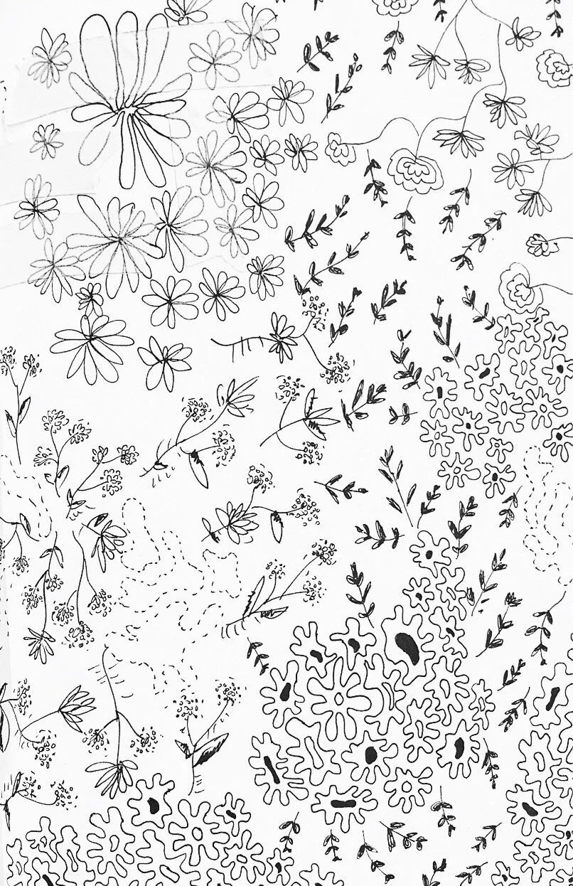 Hand Drawn Floral Textile