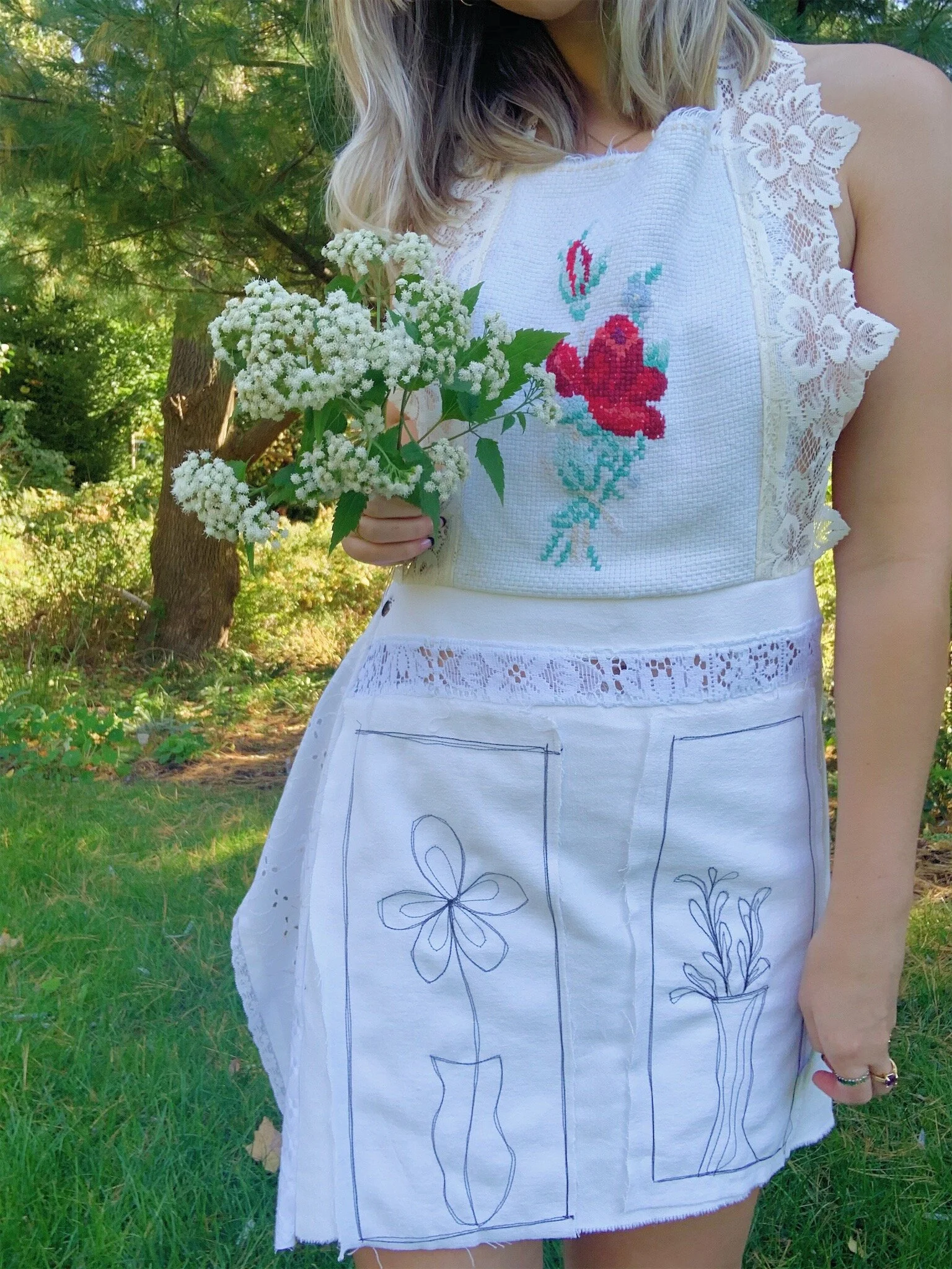 Dress made from Vintage Fabric and Handmade Textile 2020