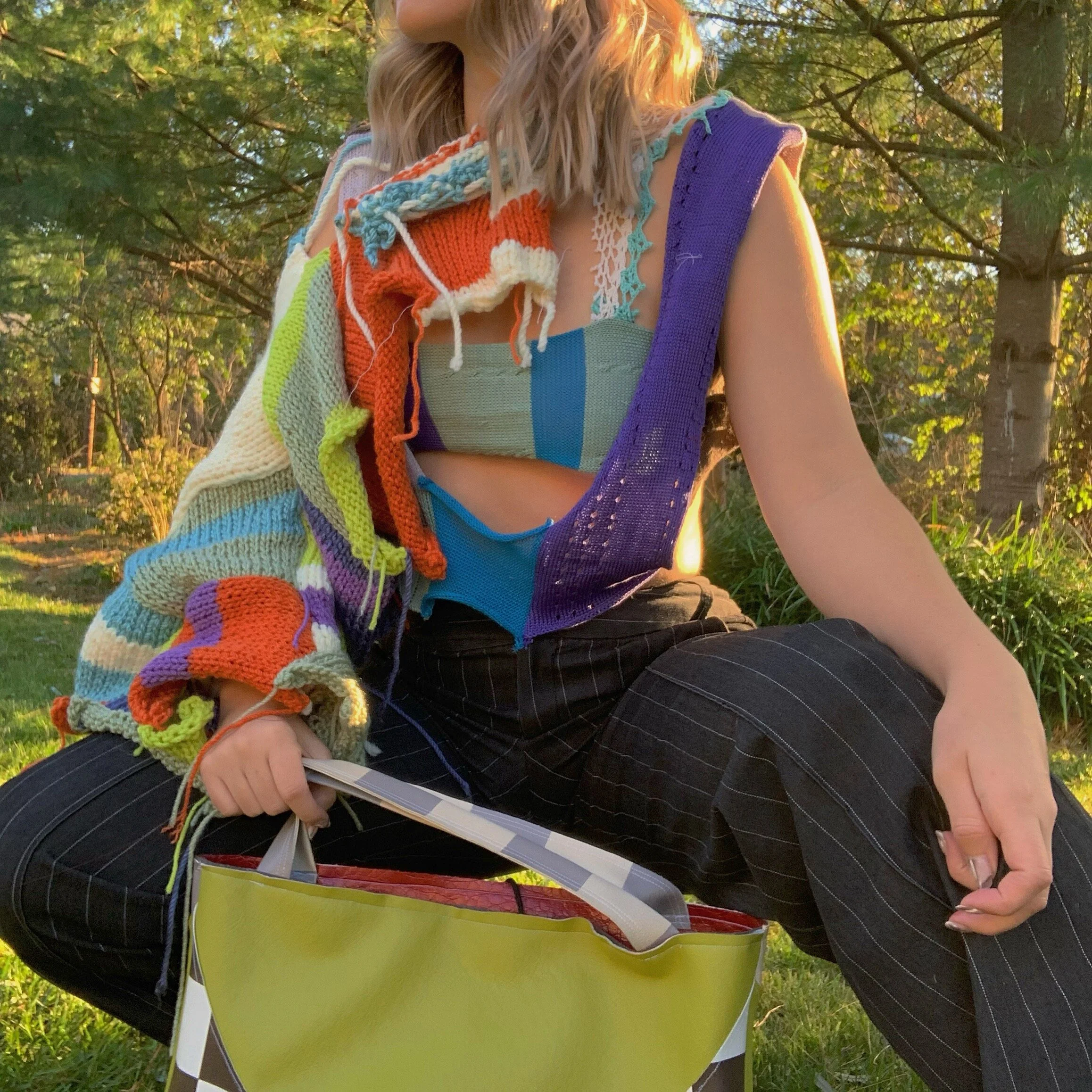 Hand Knit Patchwork + Machine Knit Top 2020