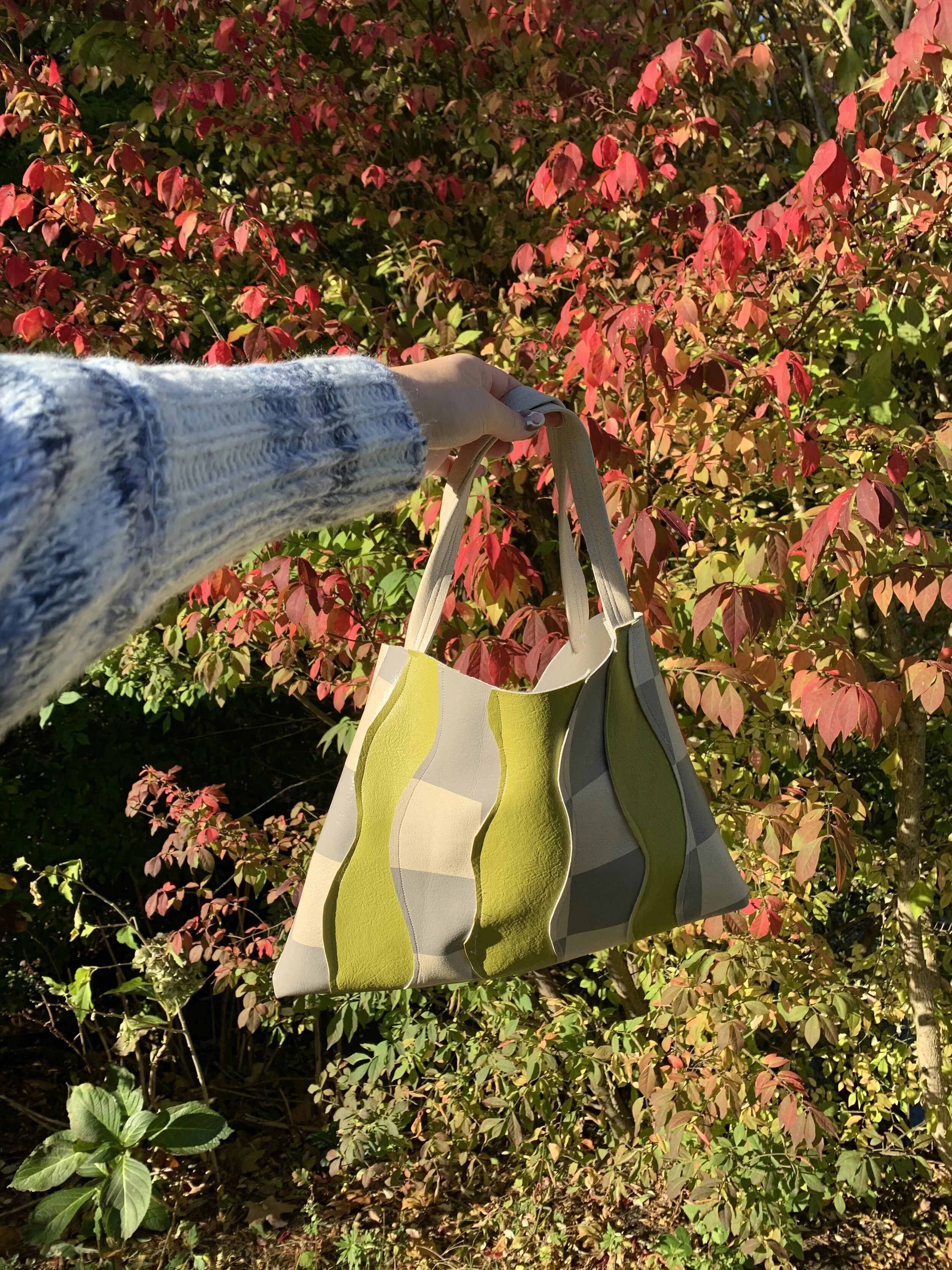 Upcycled Leather Color Block Bag