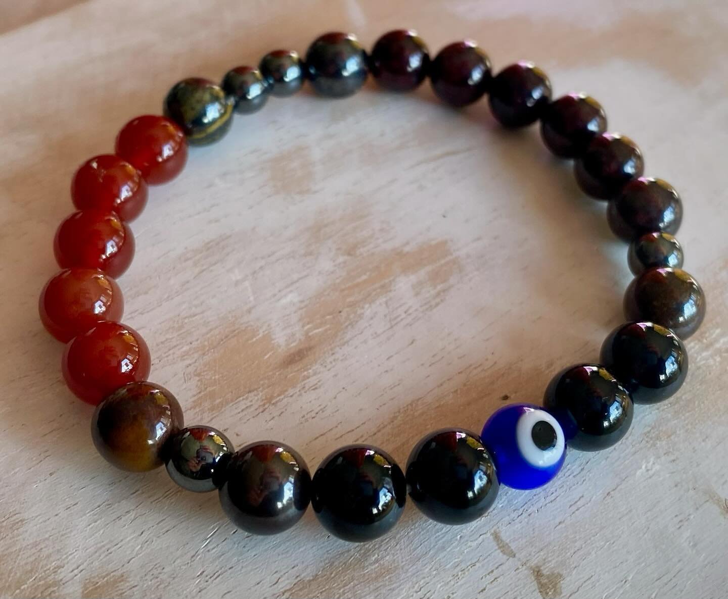 good luck to everyone running the #bostonmarathon! This bracelet was made for one of the runners, and included tiger iron, black tourmaline, red agate, hematite, and garnet! This will have enough grounding &amp; protection properties to carry him all