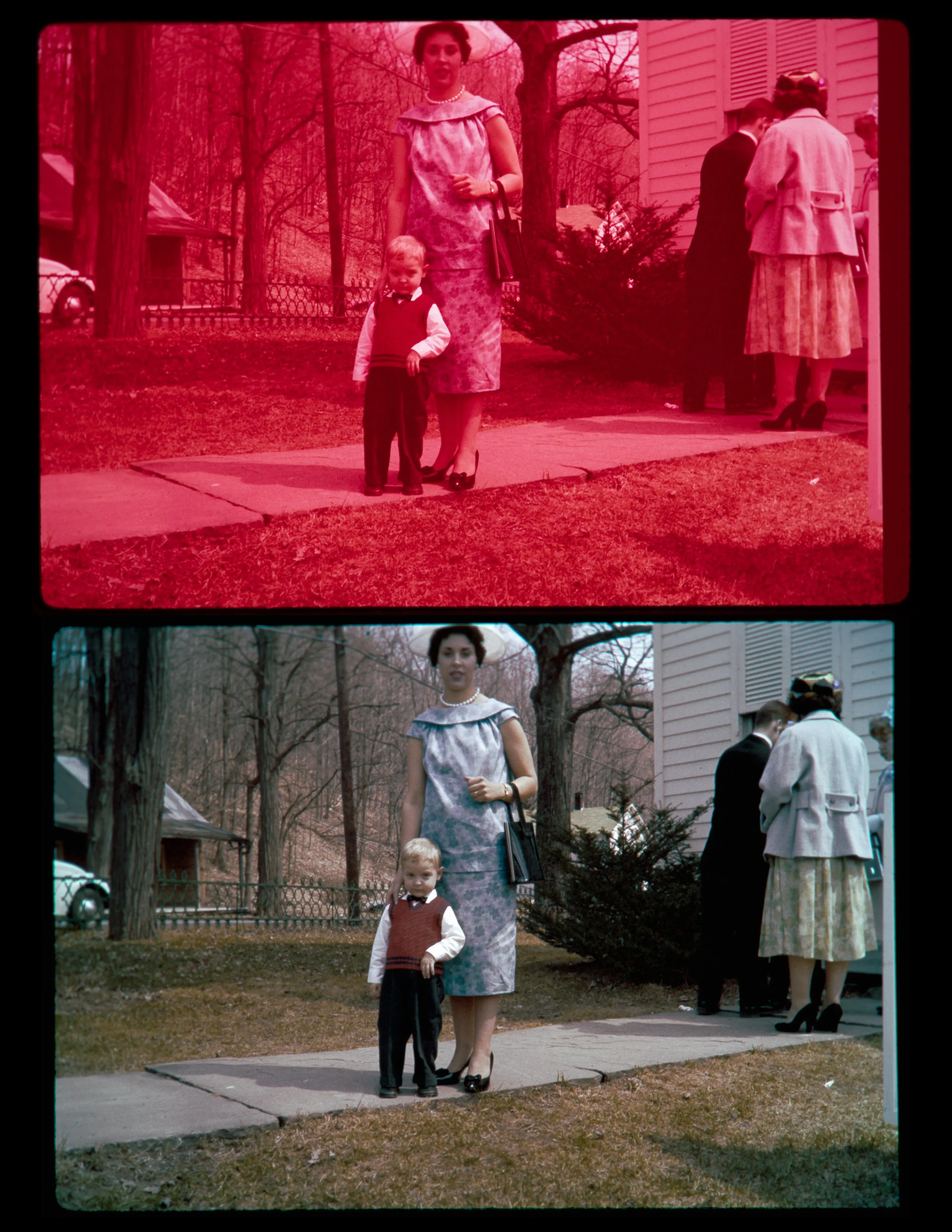 A picture of a red tinged slide that has been scanned and restored to the correct colors
