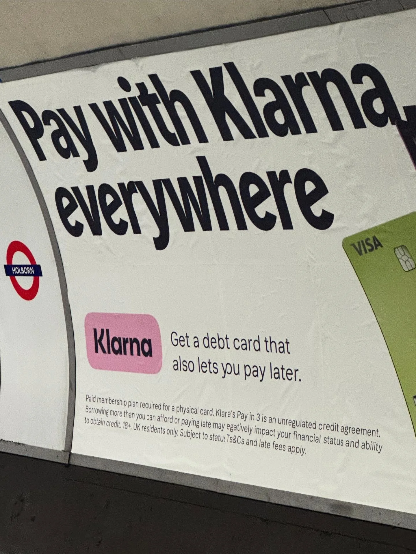 Somewhere a copywriter is crying at how their advert got a little tooo truthful 🤭

Not shaming ppl who use klarna here, shaming the society we&rsquo;ve built where people could quite feasibly be paying for their food shops in installments during the