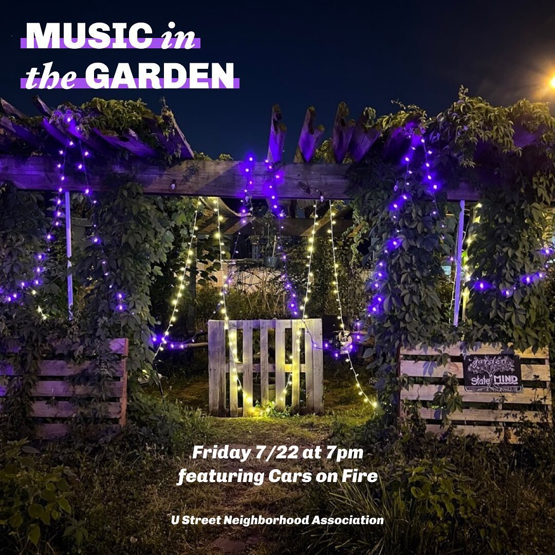 Wowaweewa.... it's almost time for July music in the garden ft @carsonfire.music 

Cars On Fire is brand new on the DC Scene, but they&rsquo;re making a lot of noise, sporting 38 followers on Spotify. As one groupie put it, &ldquo;They&rsquo;re sick&