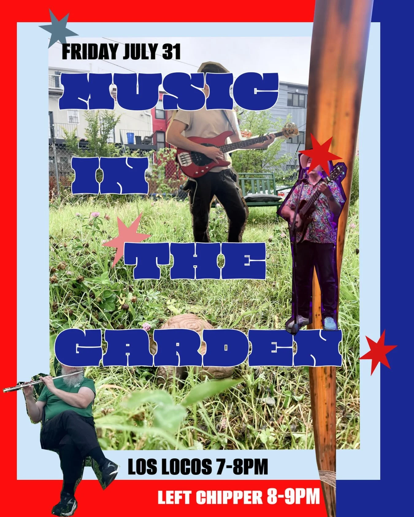 Music in the Garden returns! On Friday, July 31, come see D.C. bands Left Chipper and Los Locos at our backyard jam 🍃

Left Chipper is a progressive music duo serving the DMV. They derive their sound from contemporary influences like Aaron Parks, Jo