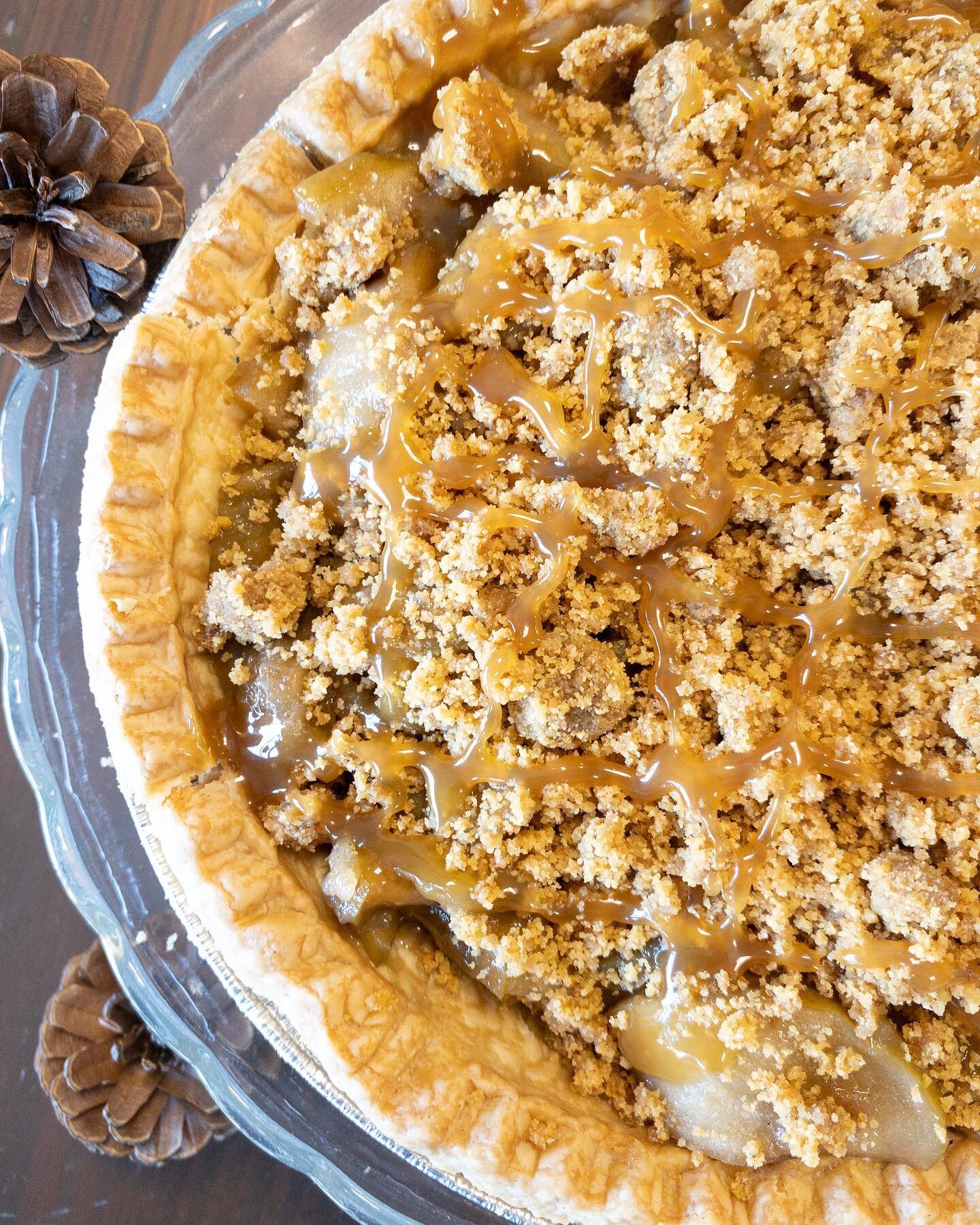 A caramel apple crossed with an apple pie. Our Caramel Apple Crumble Pie is perfect for your Thanksgiving table. 

We still have some pies and trays available for last minute orders for Thanksgiving. 

As a reminder, we&rsquo;re closed for pickup onl