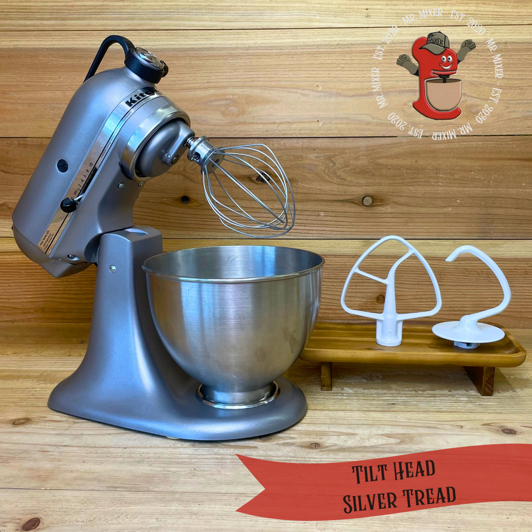 Mr. Mixer Upgraded KitchenAid Tilt Head (KSM85PSSL) 4.5 Quart Silver Tread with Coated Attachments #690