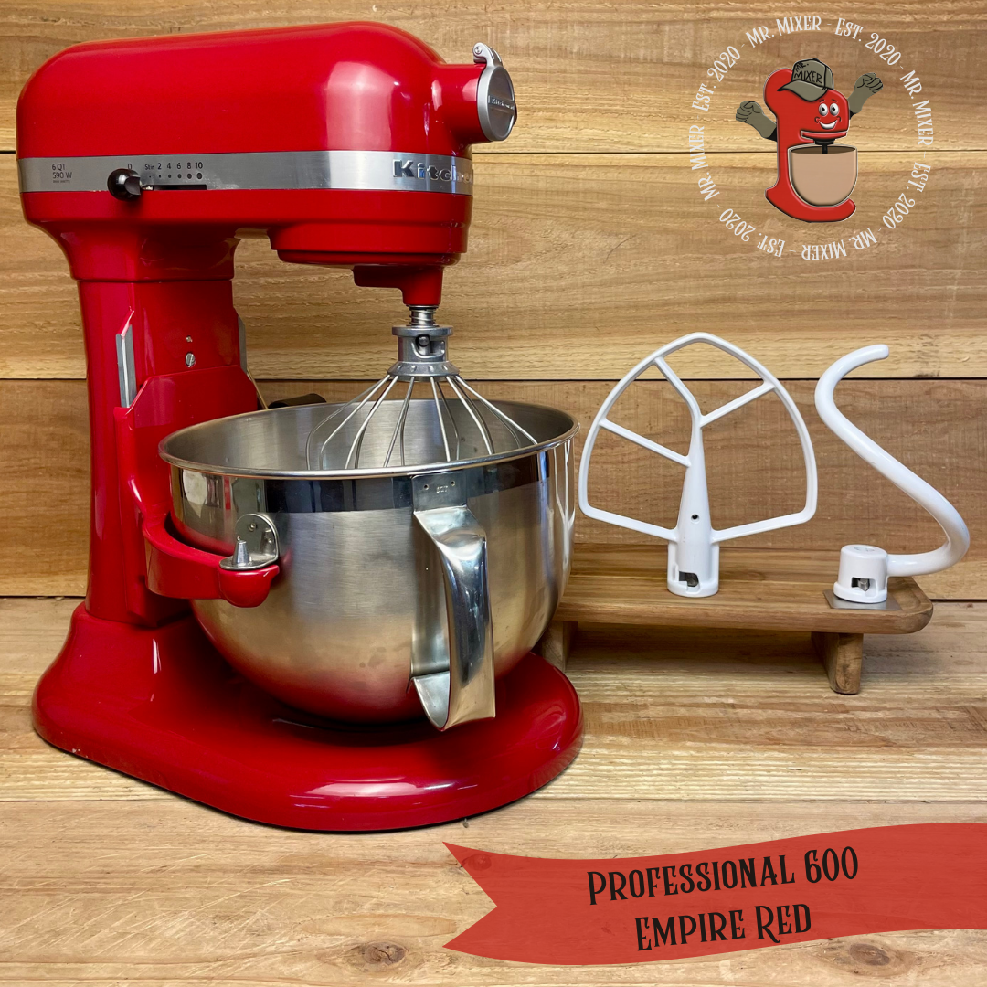 Mr. Mixer Upgraded KitchenAid Professional 600 (RKP26M1XER) 6 Quart Empire Red With Coated Attachments #524