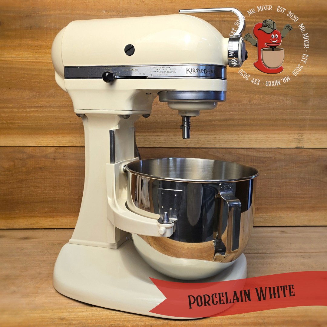 Mr. Mixer Upgraded KitchenAid Porcelain White With Coated Attachments