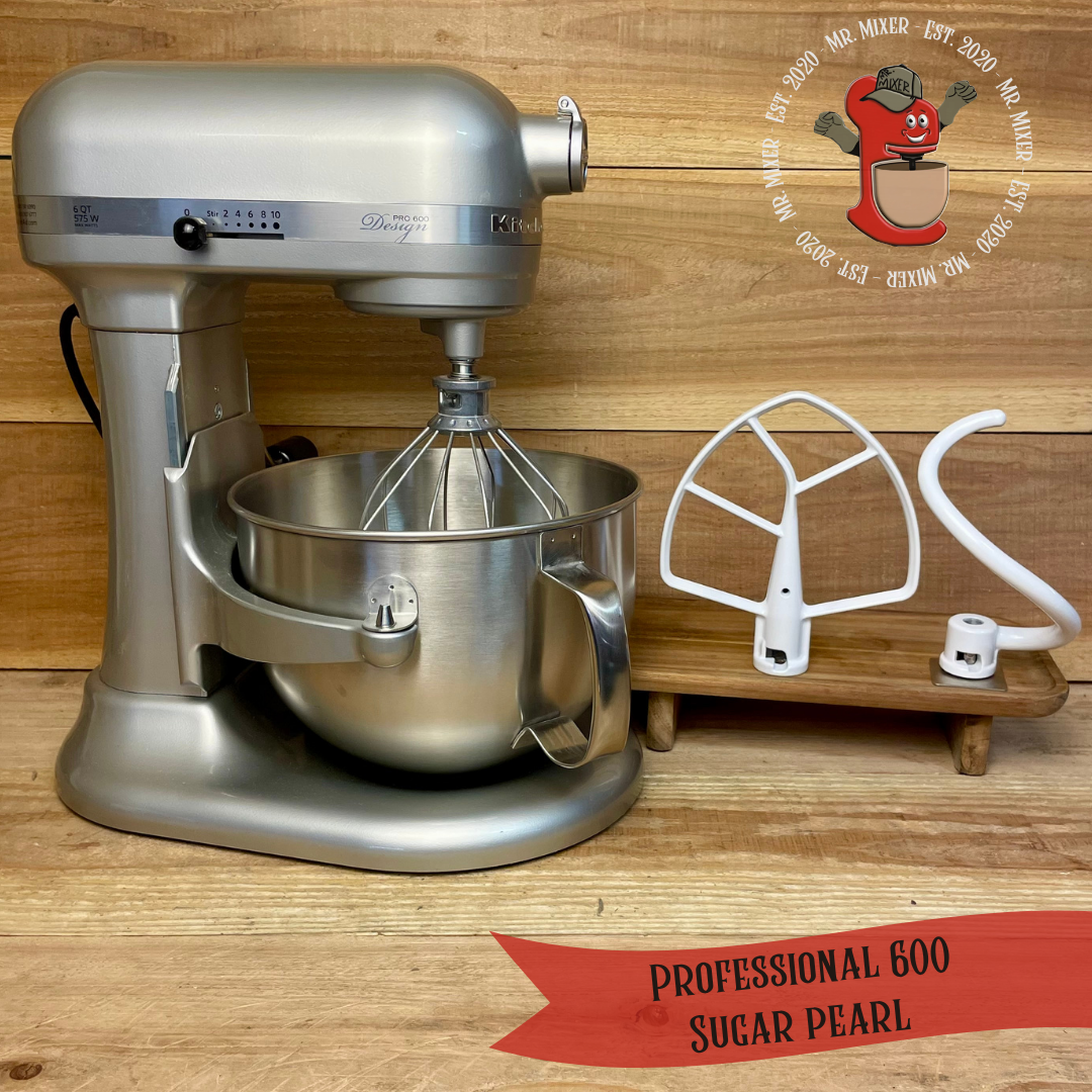 Mr. Mixer Upgraded KitchenAid Professional 600 (KF26M2CSR) 6 Quart Sugar Pearl With Coated Attachments #587
