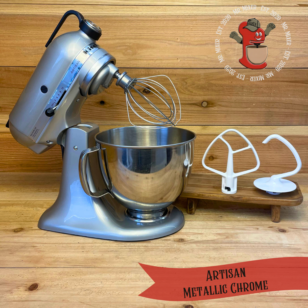 Mr. Mixer Upgraded KitchenAid Artisan (KSM150PSMC) 5 Quart Metallic Chrome With Coated Attachments #641