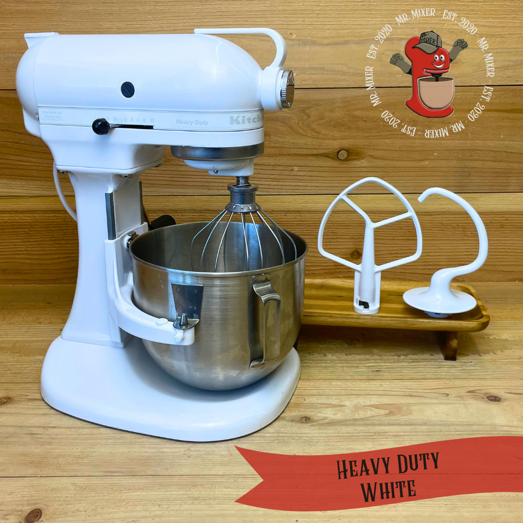 Mr. Mixer Upgraded KitchenAid Heavy Duty (K5SSDWH) 5 Quart White With Coated Attachments #730