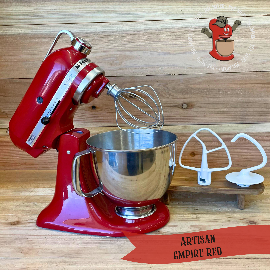 Mr. Mixer Upgraded KitchenAid Artisan (KSM150PSER) 5 Quart Empire Red With Coated Attachments #633