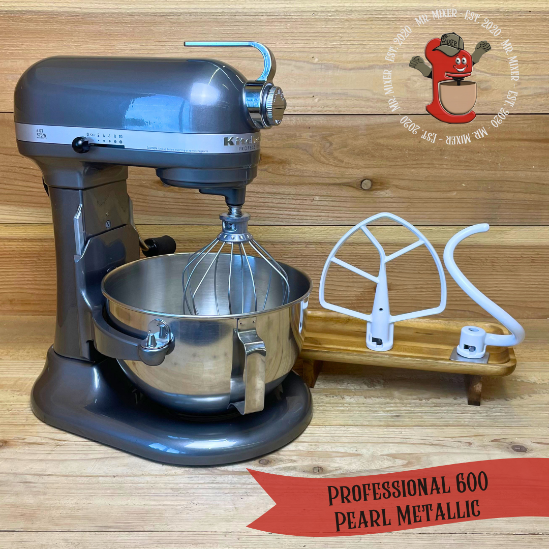 Mr. Mixer Upgraded KitchenAid Professional 600 (KP26M1XPM) 5.5 Quart Pearl Metallic With Coated Attachments #746