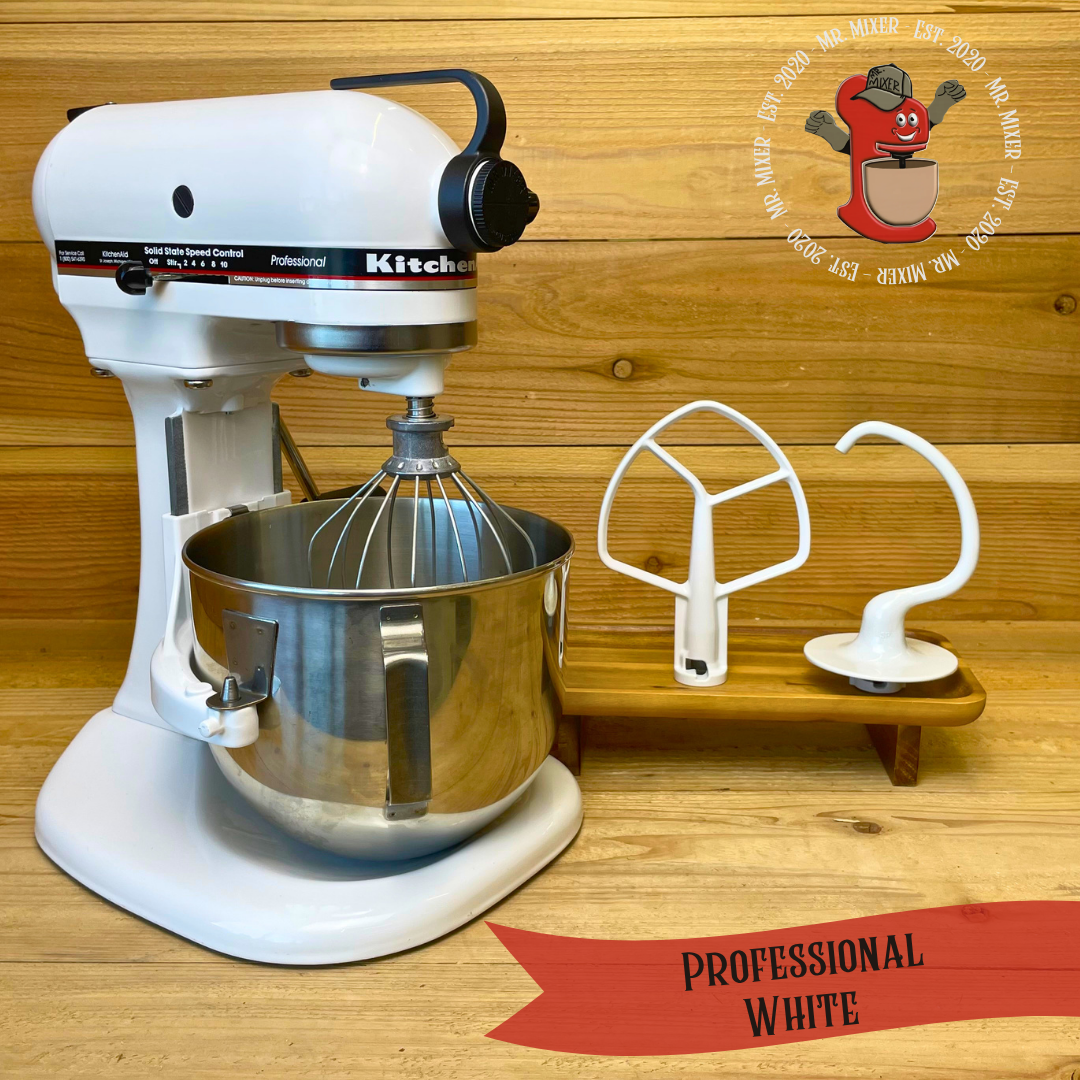 Mr. Mixer Upgraded KitchenAid Professional (KSM50PWH) 5 Quart White With Coated Attachments #717