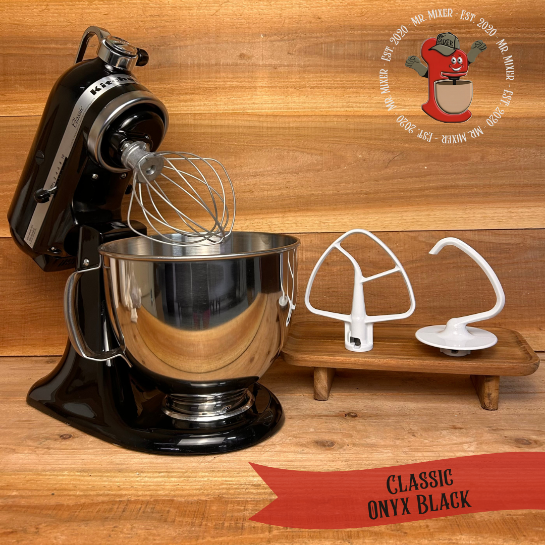 Mr. Mixer Upgraded KitchenAid Classic (K4SSOB) 5 Quart Onyx Black With Coated Attachments #246