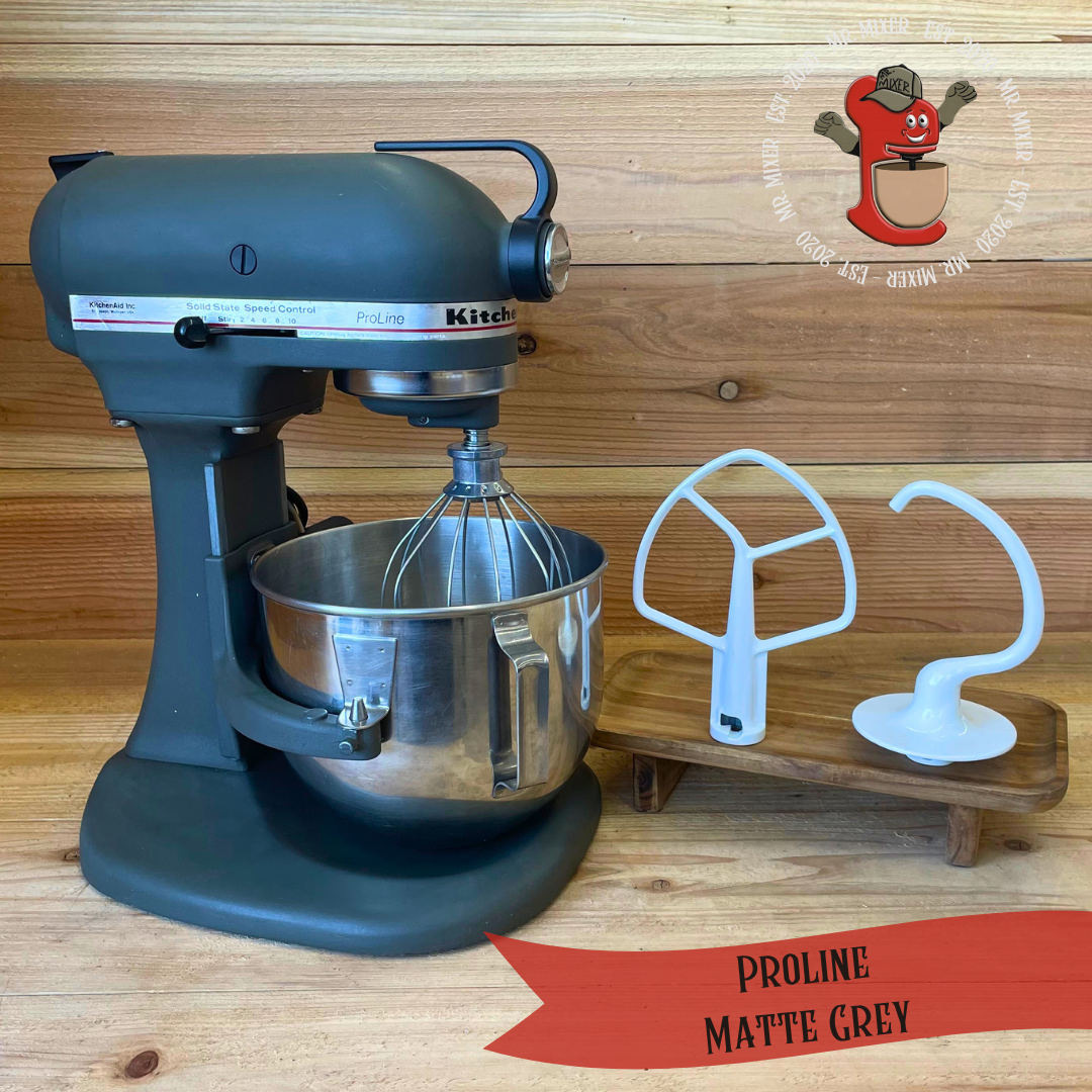 Mr. Mixer Upgraded KitchenAid Proline (KSM5) 5 Quart Matte Grey With Coated Attachments #644