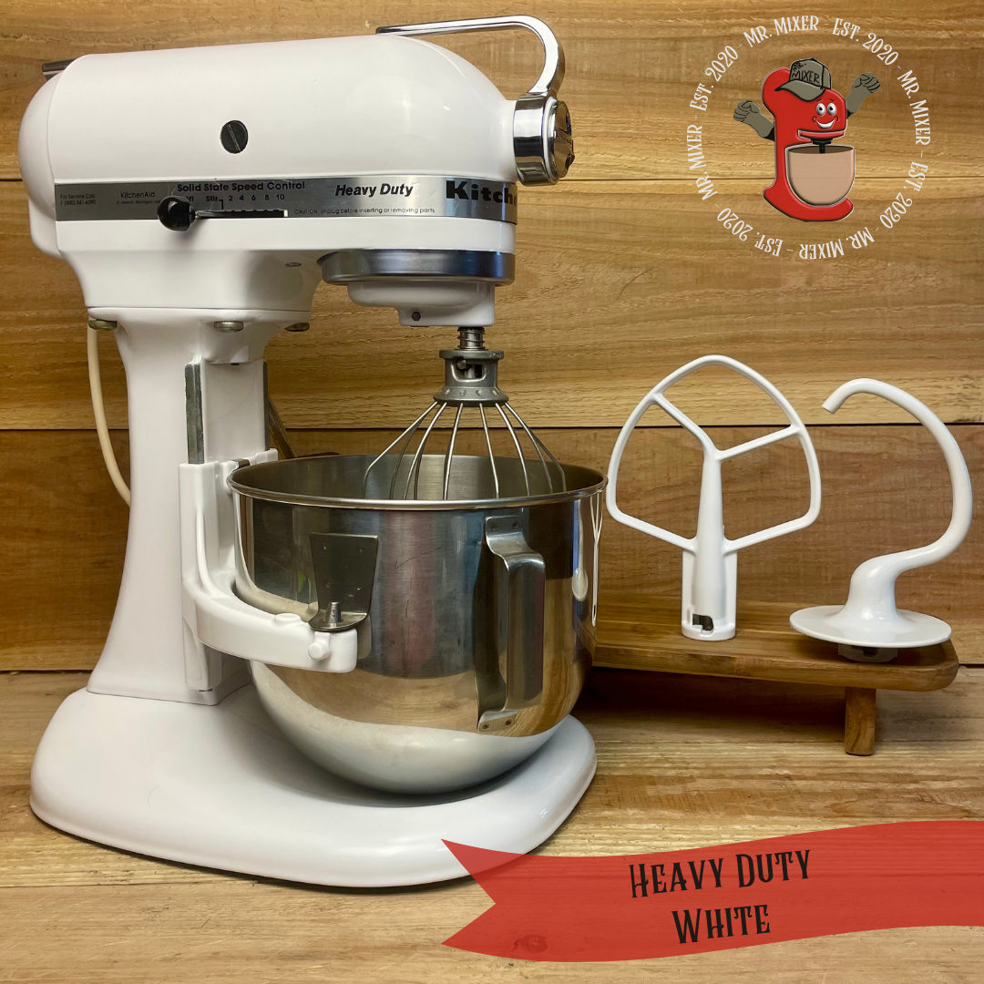 Mr. Mixer Upgraded KitchenAid Heavy Duty 5 Quart White With Coated Attachments #511