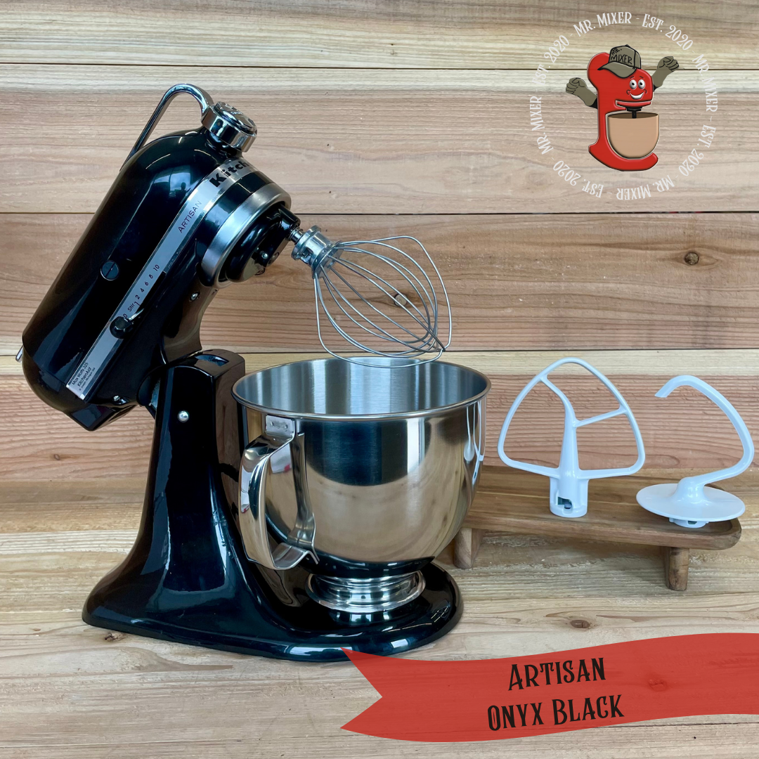 Mr. Mixer Upgraded KitchenAid Artisan (KSM150PSOB) 5 Quart Onyx Black With Coated Attachments #607