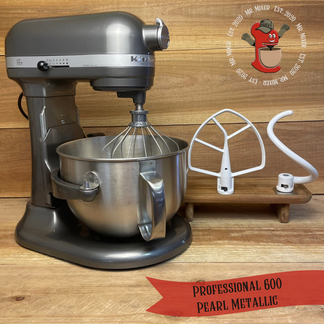 Mr. Mixer Upgraded KitchenAid Professional 600 (KP26M1XPM) 6 Quart Pearl Metallic With Coated Attachments #556
