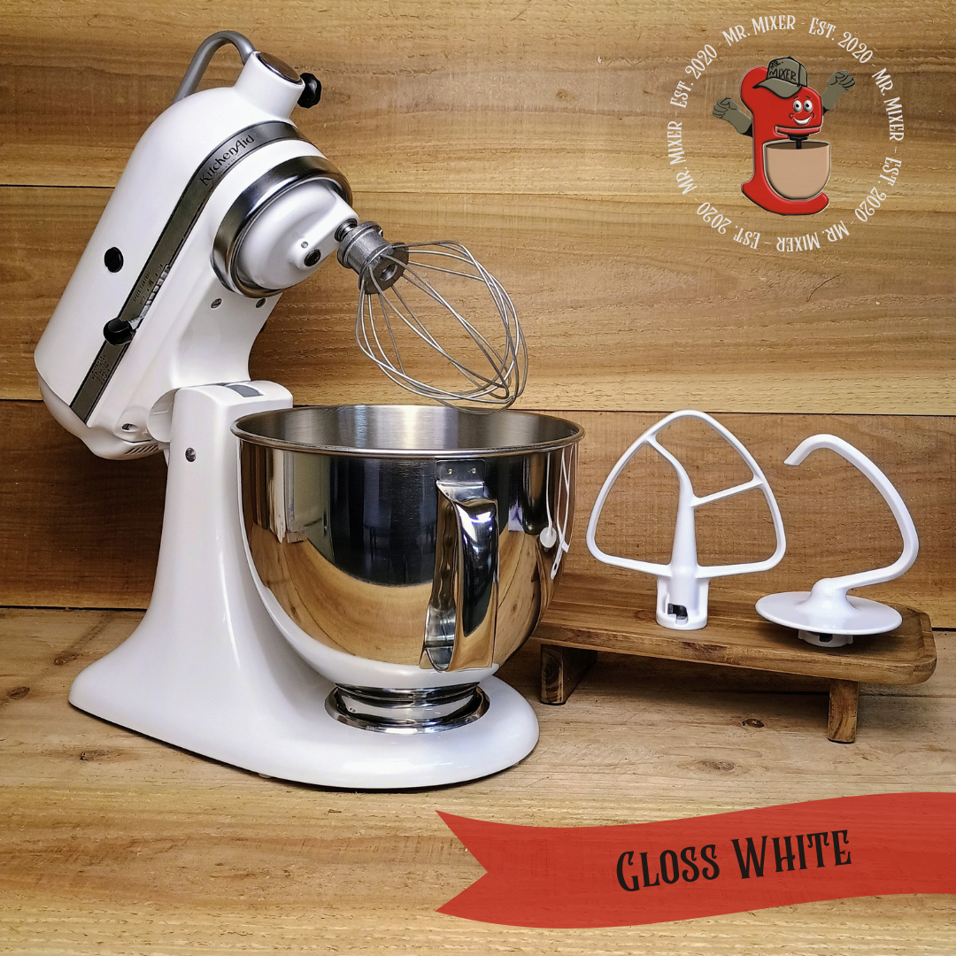 Mr. Mixer Upgraded KitchenAid Gloss White With Coated Attachments