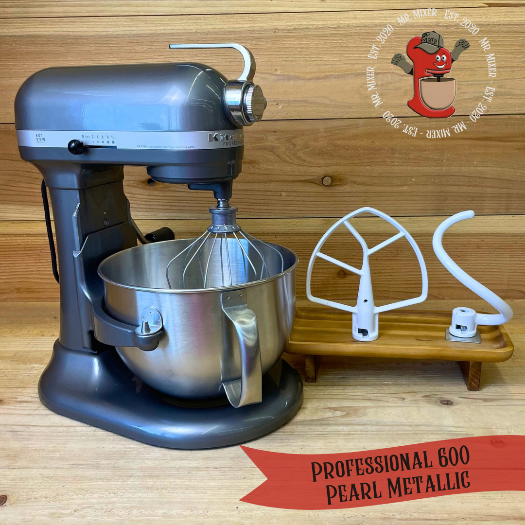 Mr. Mixer Upgraded KitchenAid Professional 600 (KP26M1XPM) 6 Quart Pearl Metallic With Coated Attachments #757