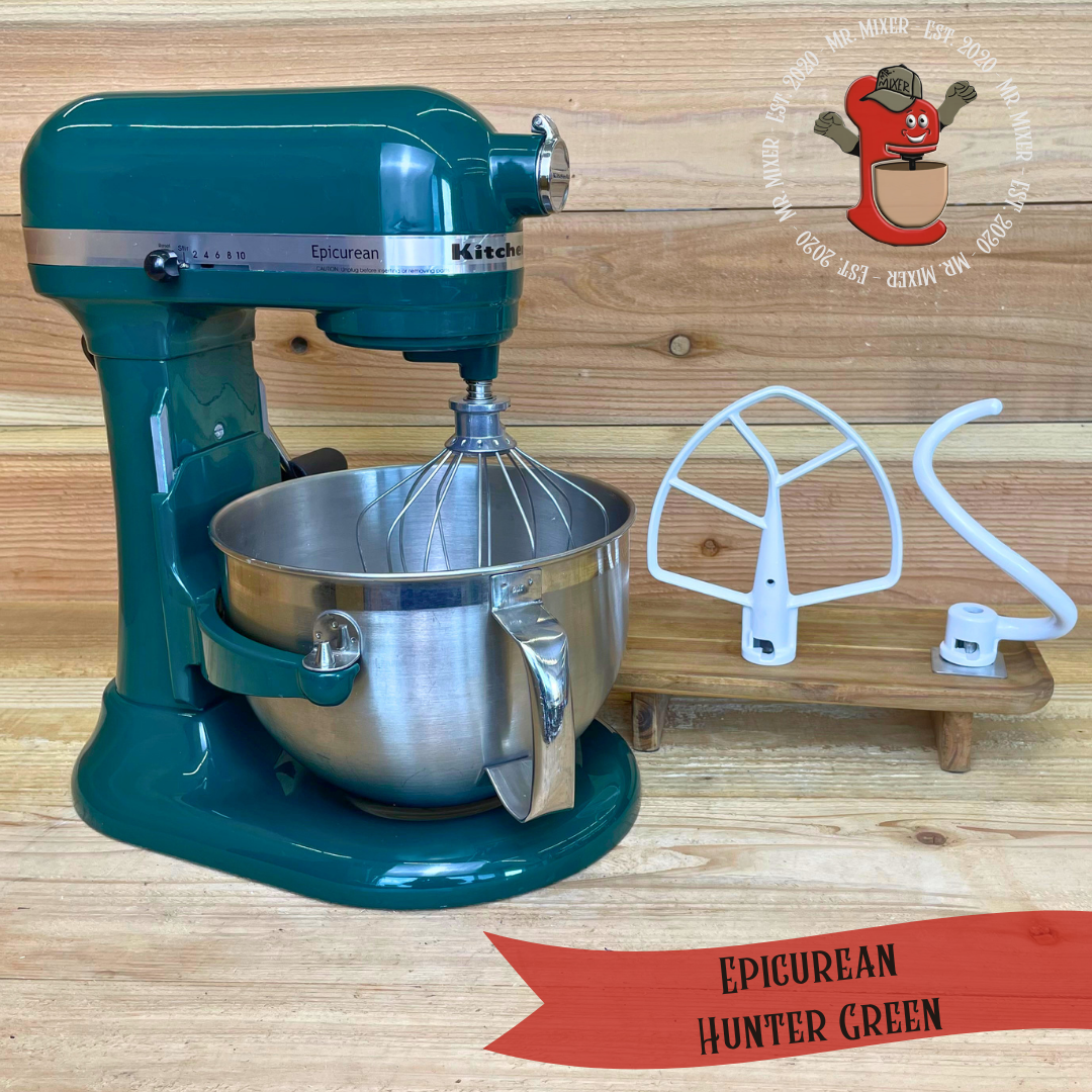 Mr. Mixer Upgraded KitchenAid Epicurean (KT2651XHG) 6 Quart Hunter Green With Coated Attachments #665