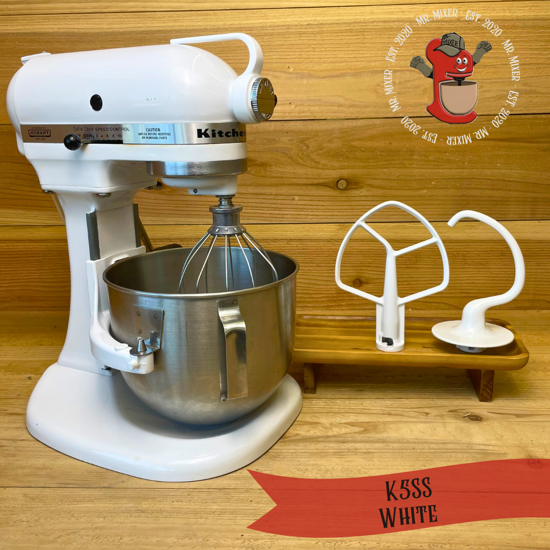 Mr. Mixer Upgraded KitchenAid K5SS (K5SSWH) 5 Quart White With Coated Attachments #715