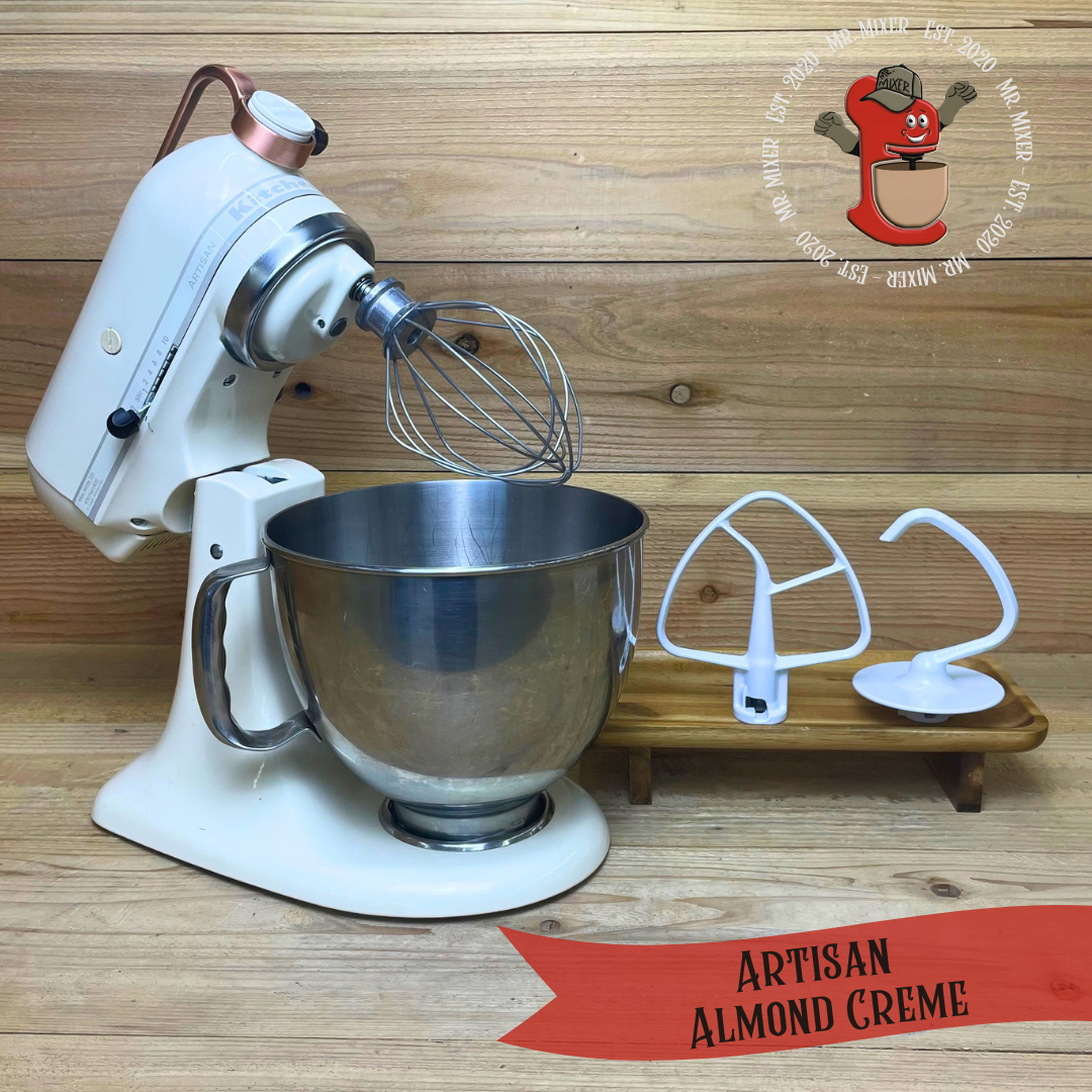 Mr. Mixer Upgraded KitchenAid Artisan (KSM150PSAC) 5 Quart Almond Creme With Coated Attachments #765