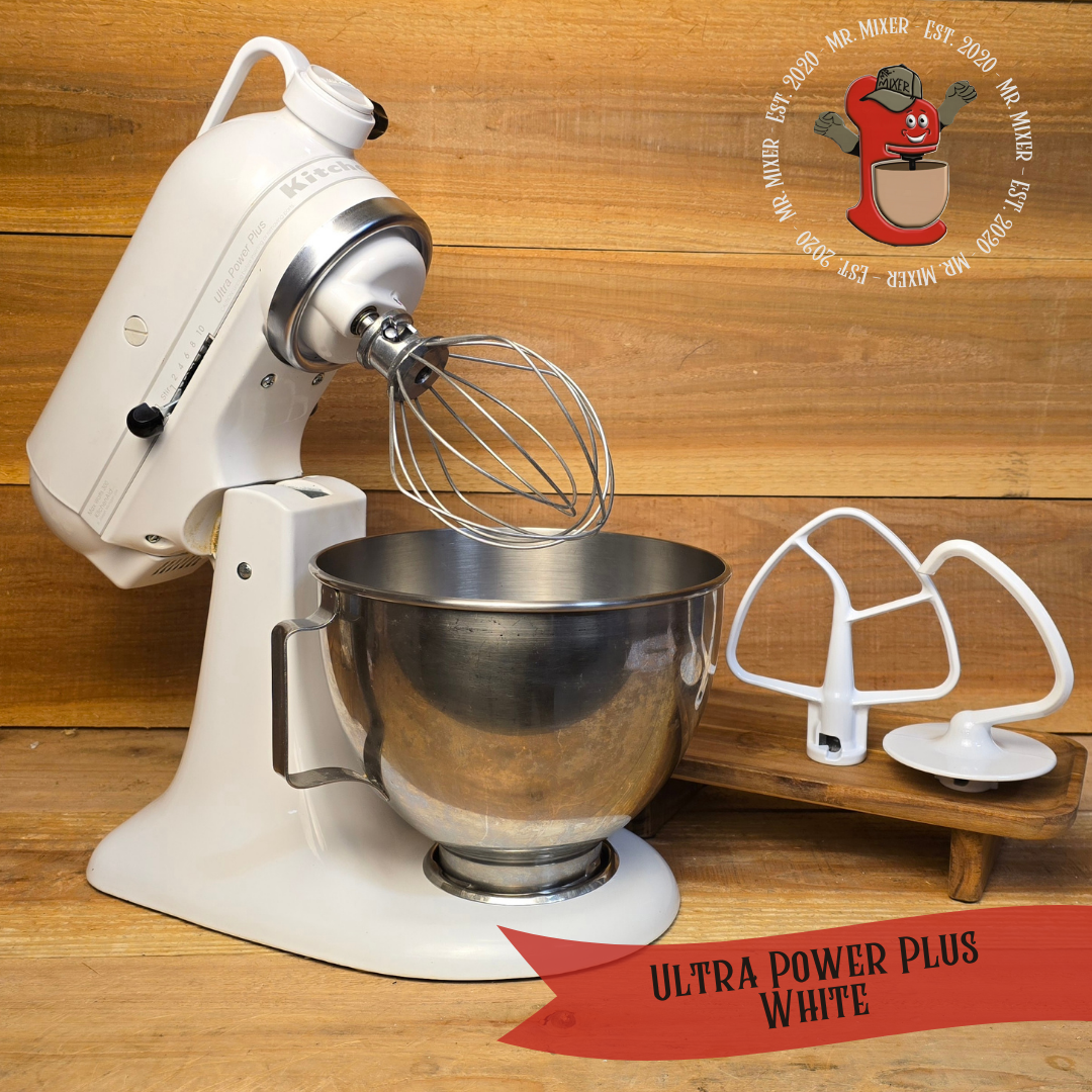 Mr. Mixer Upgraded KitchenAid Ultra Power Plus (KSM100PSWW) 4.5 Quart White with Coated Attachments #411