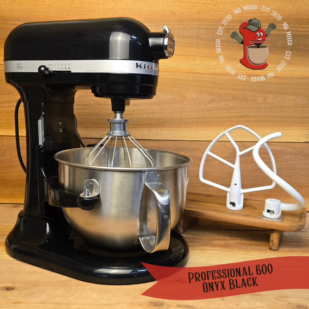 Mr. Mixer Upgraded KitchenAid Professional 600 (RKP26M1XOB) 6 Quart Onyx Black with Coated Attachments #357