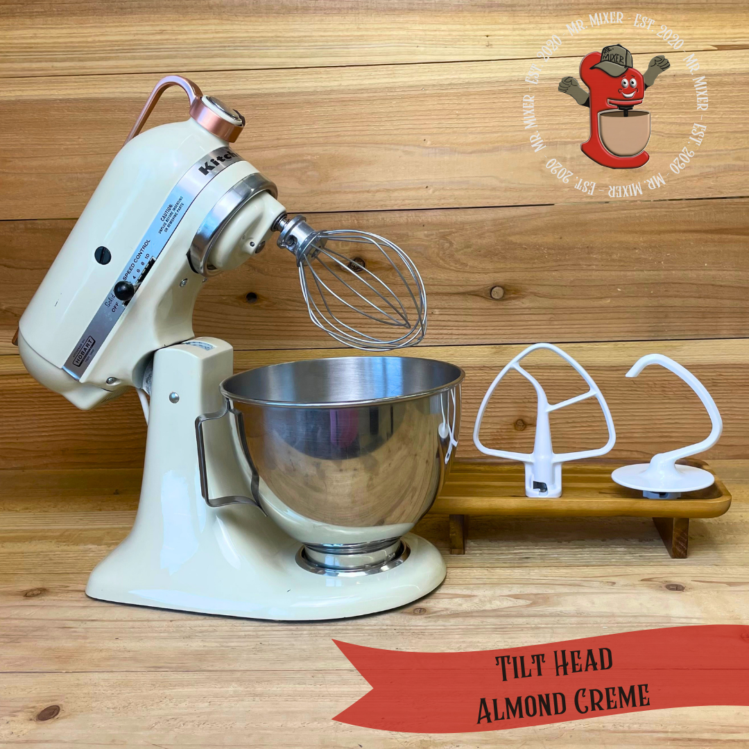 Mr. Mixer Upgraded KitchenAid Tilt Head (K45SS) 4.5 Quart Almond Creme With Coated Attachments #689