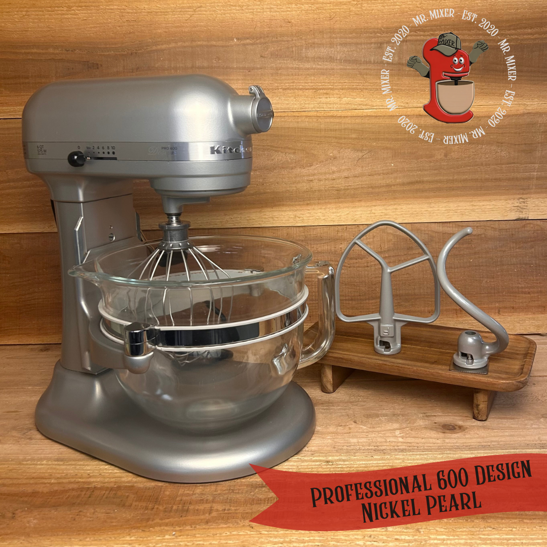 Mr. Mixer Upgraded KitchenAid Professional 600 Design 6 Quart Glass Bowl Nickel Pearl With Attachments #211