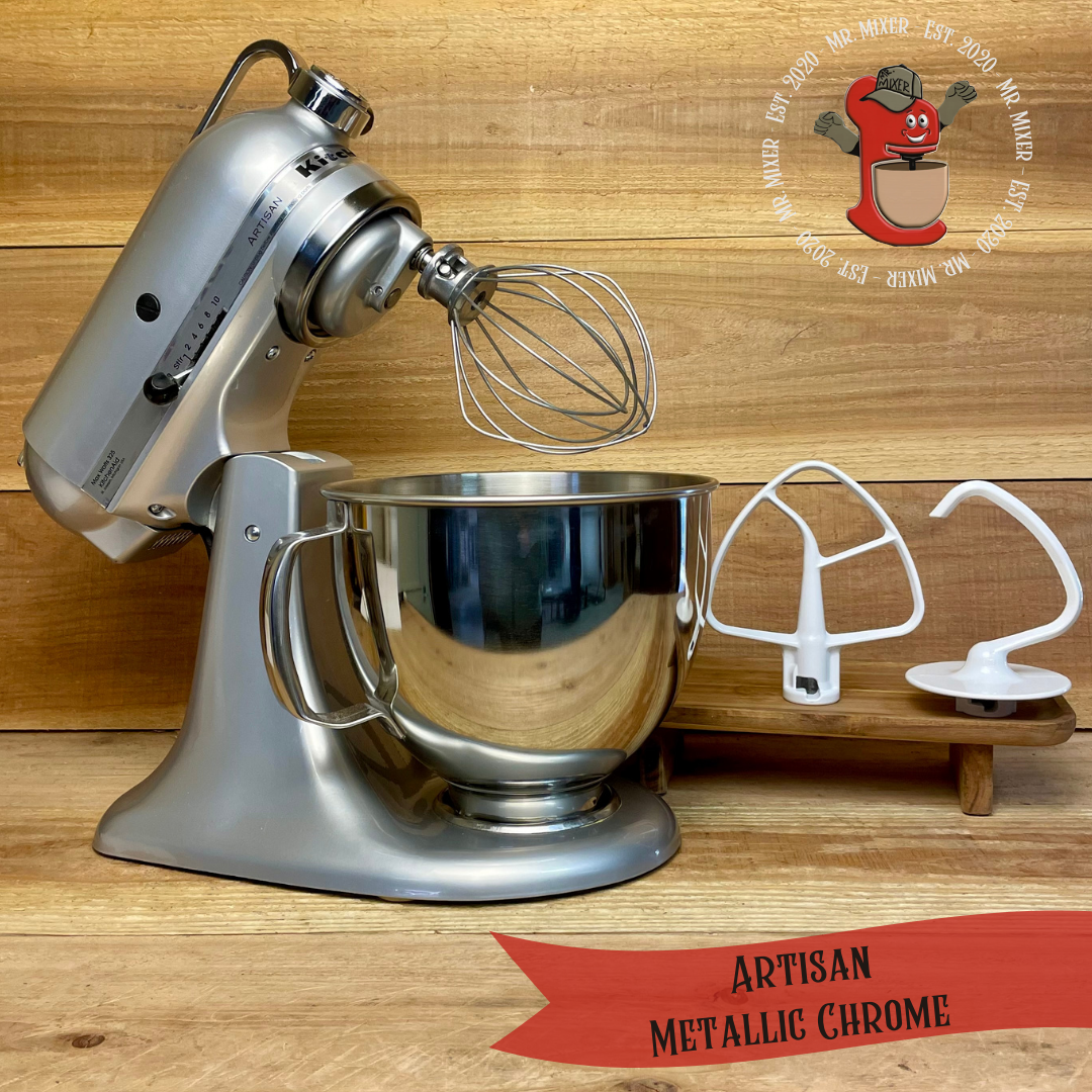 Mr. Mixer Upgraded KitchenAid Artisan (KSM150PSMC) 5 Quart Metallic Chrome With Coated Attachments #542
