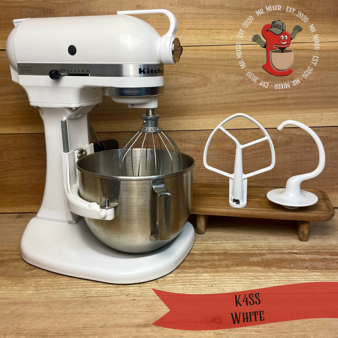 Mr. Mixer Upgraded KitchenAid K4SS (K4SSWH) 4.5 Quart White With Coated Attachments #584