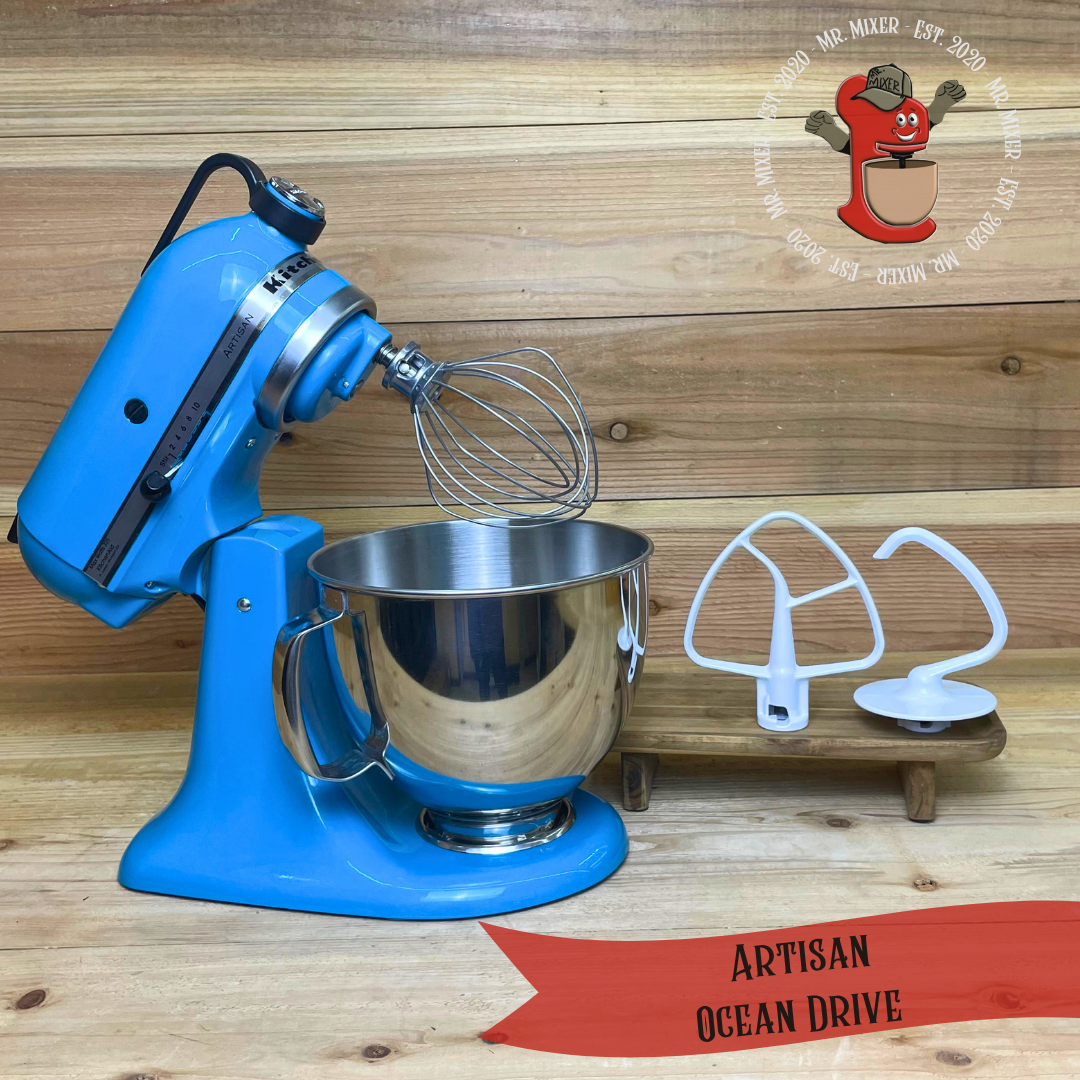 Mr. Mixer Upgraded KitchenAid Artisan (KSM15OPSON) 5 Quart Ocean Drive With Coated Attachments #653