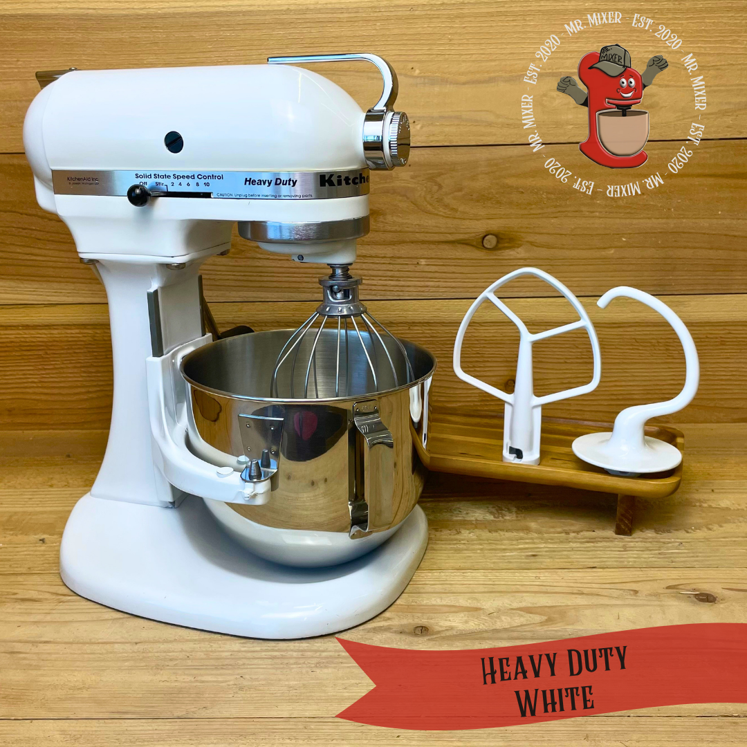 Mr. Mixer Upgraded KitchenAid Heavy Duty (K5SSWH) 5 Quart White With Coated Attachments #718