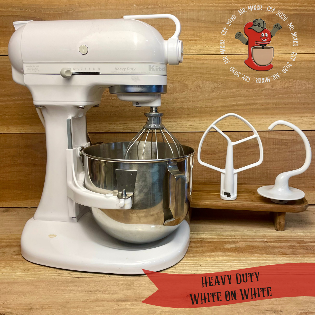 Mr. Mixer Upgraded KitchenAid Heavy Duty (KSM5PSWW) 5 Quart White On White With Coted Attachments #541