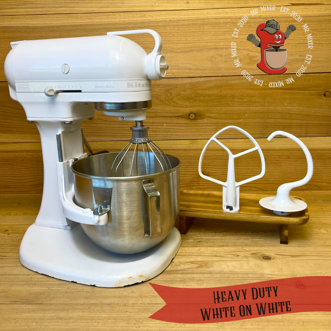 Mr. Mixer Upgraded KitchenAid Heavy Duty (K5SSWW) 5 Quart White On White With Coated Attachments #723