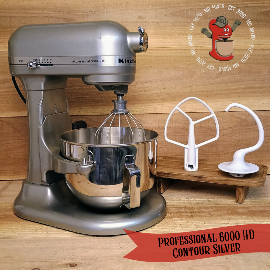 Mr. Mixer Upgraded KitchenAid Professional 6000 HD (RKSM6573CU) 5 Quart Contour Silver With Coated Attachments #294