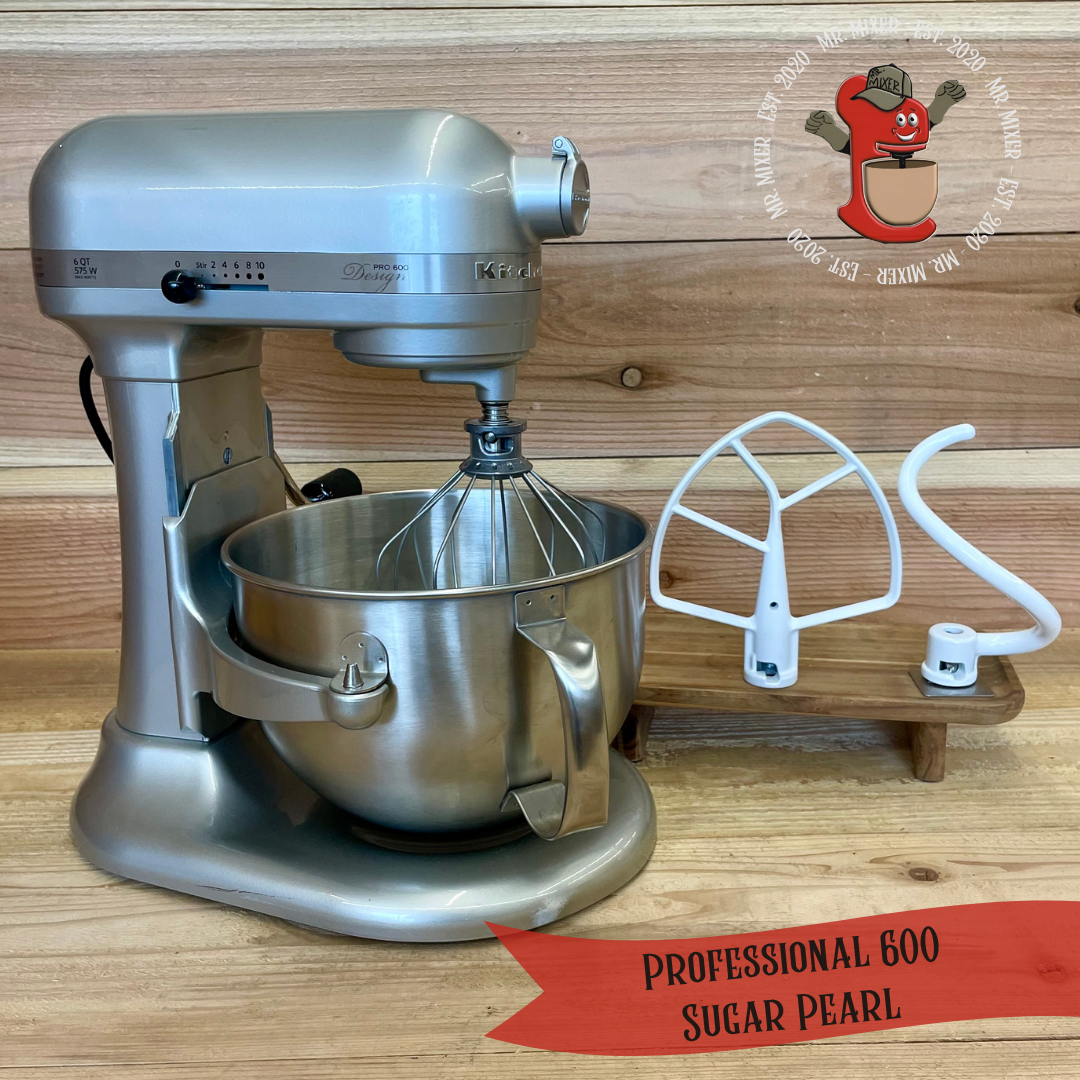 Mr. Mixer Upgraded KitchenAid Professional 600 (KF26MZCSR) 6 Quart Sugar Pearl With Coated Attachments #615
